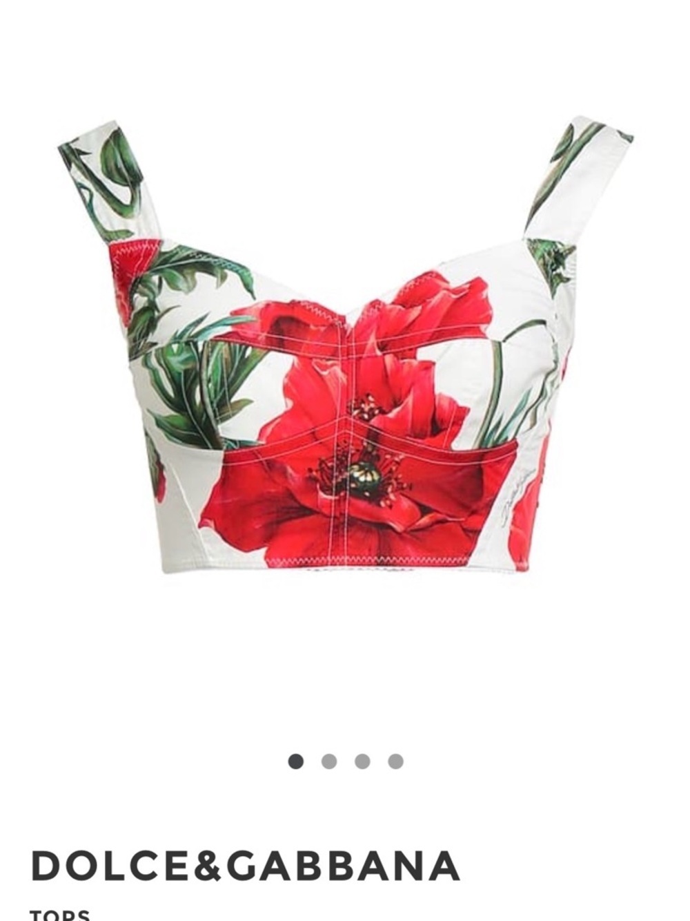 Dolce & Gabbana White Crop Top with Red Floral Print size 40
